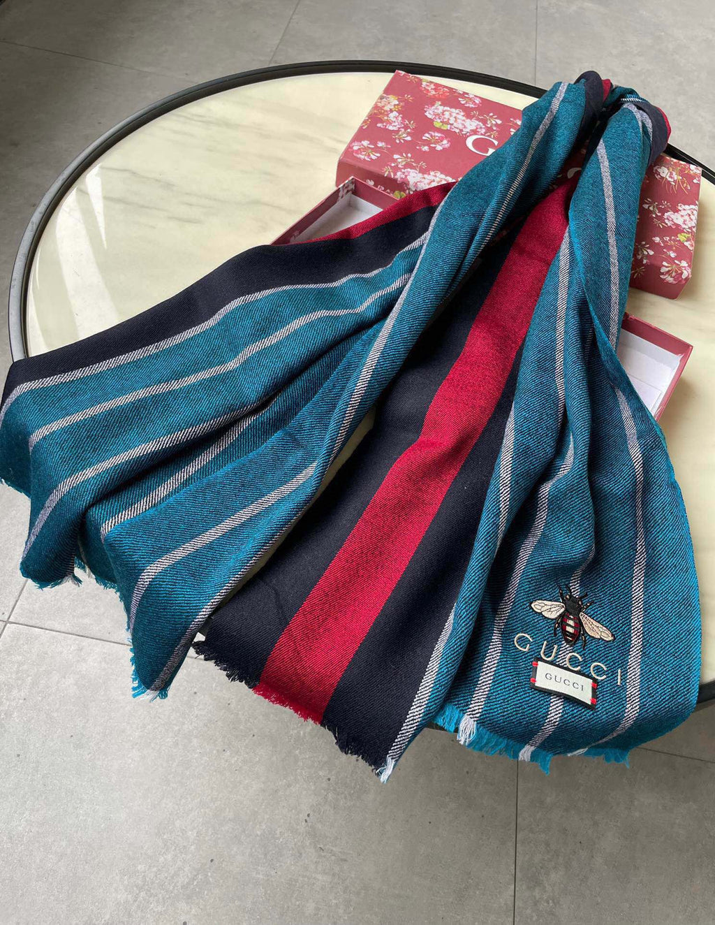 GUCCI SCARF 200 CM IN COLORFUL CASHMERE 402211