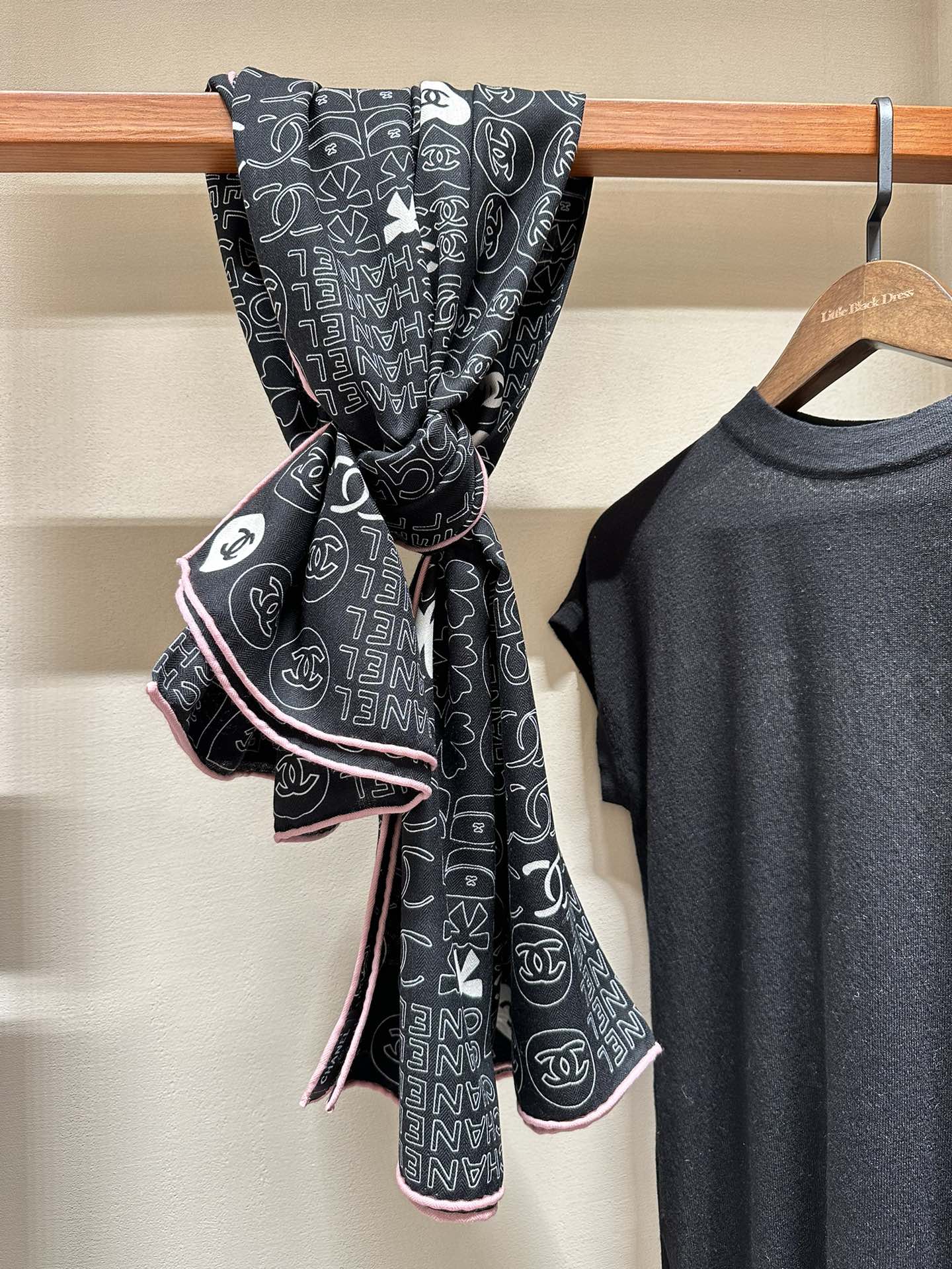CHANEL SQUARE SCARF 140 CM IN BLACK MONOGRAM SILK 403999