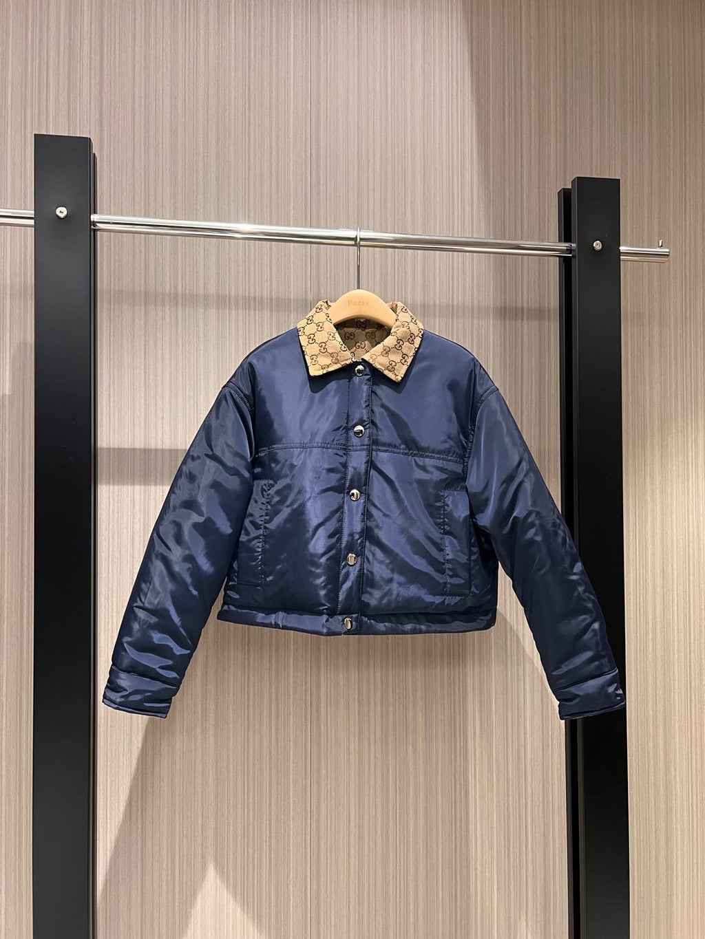 GUCCI Gucci Quilted Jacket Beige Blue Polyester Fiber