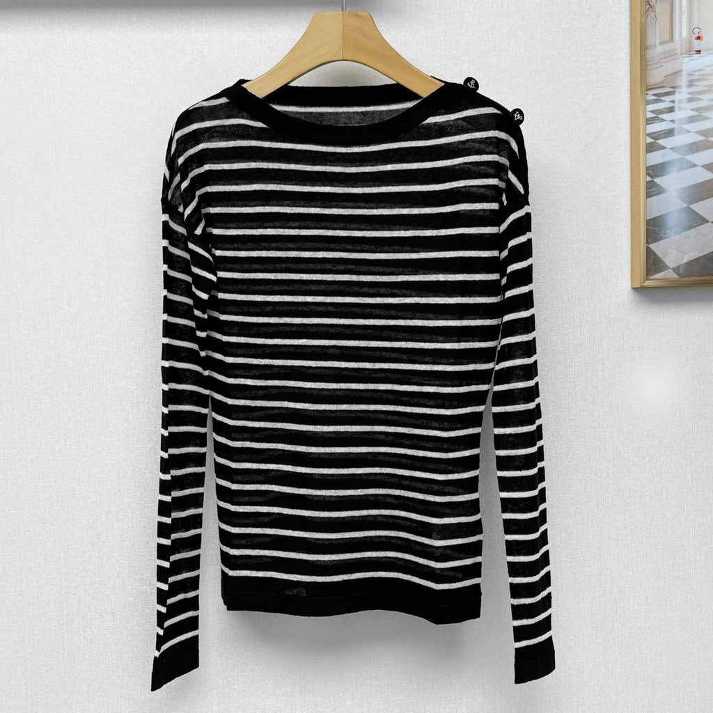 DIOR 25S OFF-SHOULDER STRIPED TOP 550