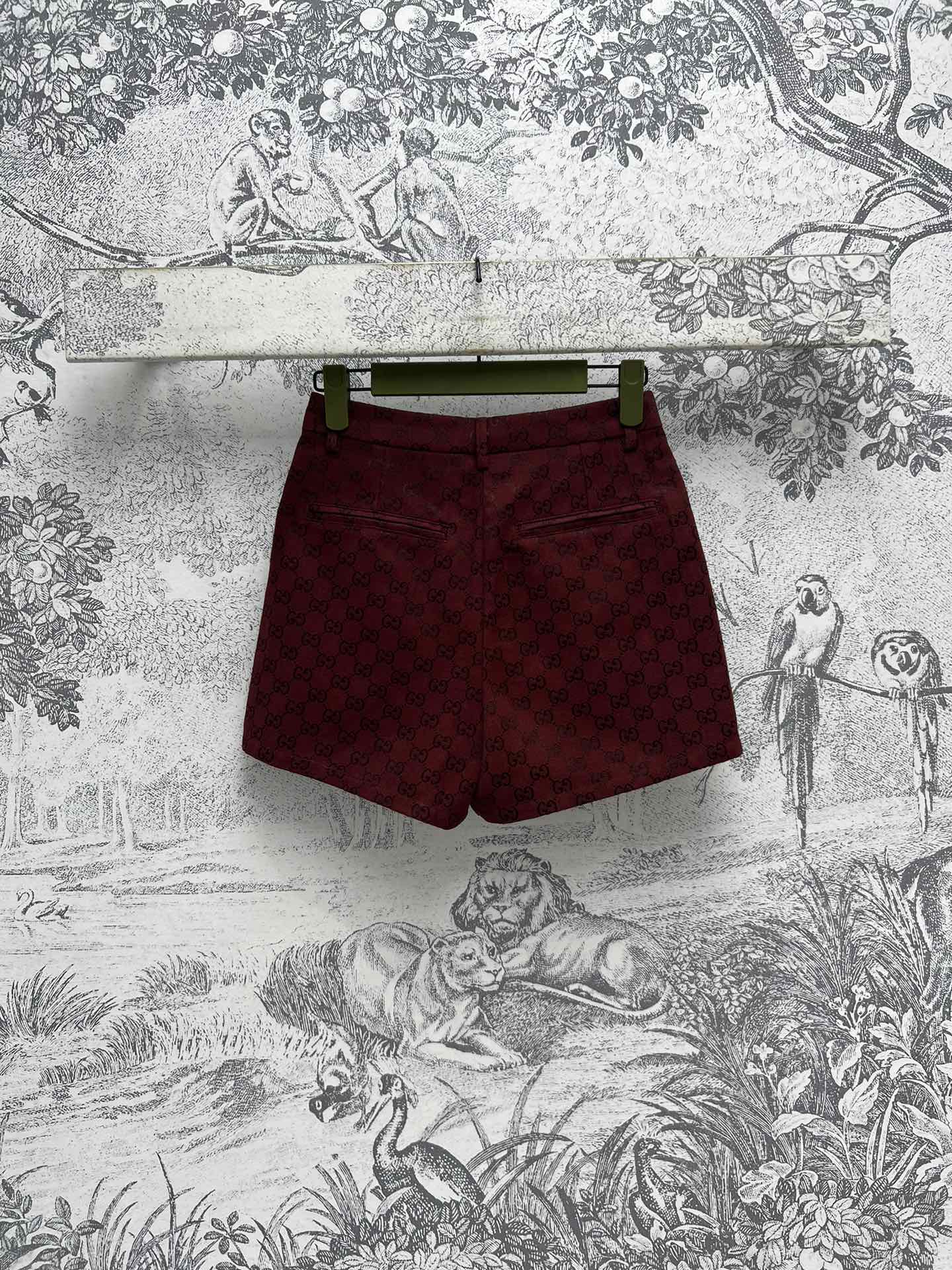 GUCCI Gucci High Waist Short Red Jacquard Fabric
