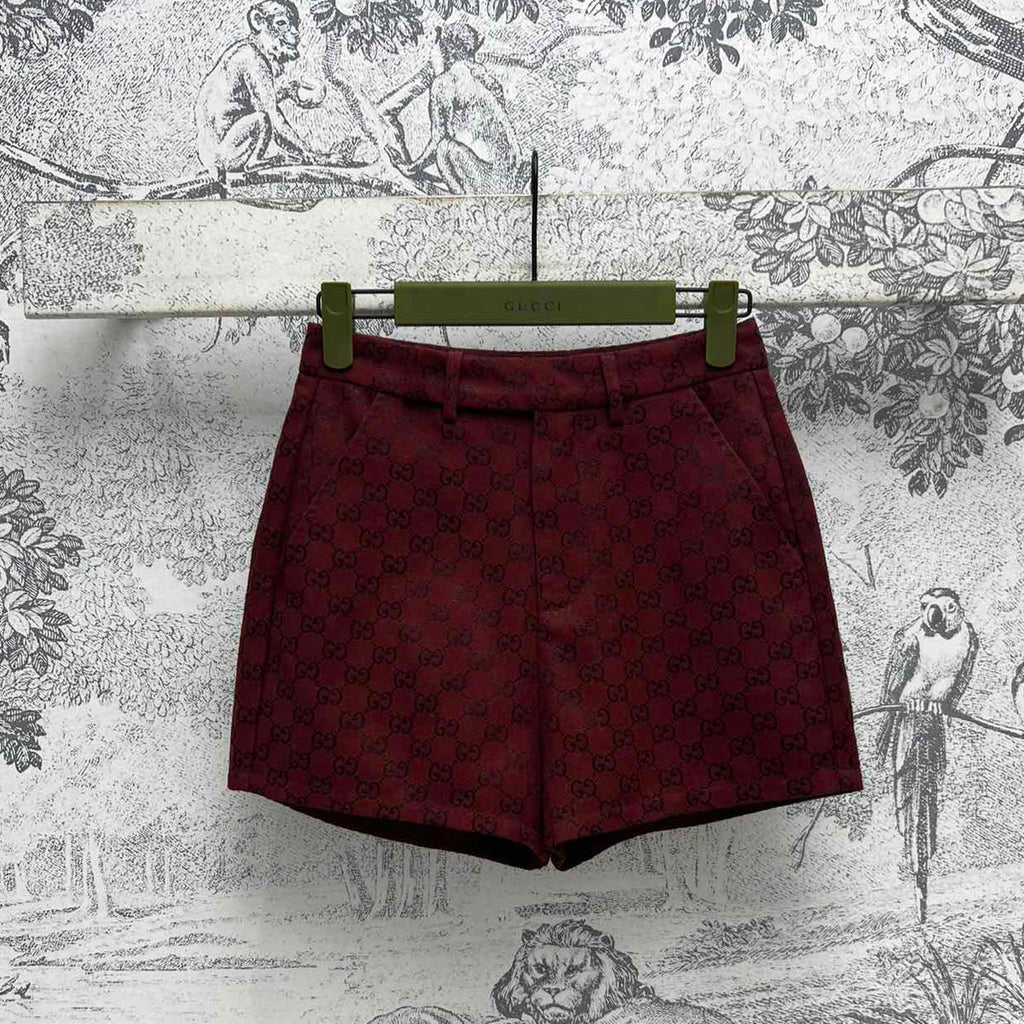 GUCCI Gucci High Waist Short Red Jacquard Fabric