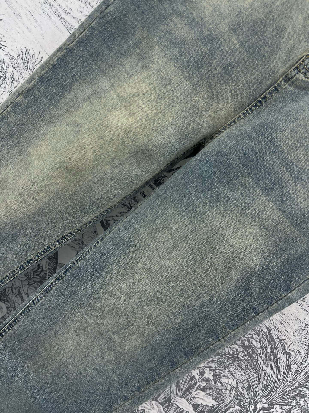 Joewe 25 Chain-decorated Jeans Blue Cotton Fabric