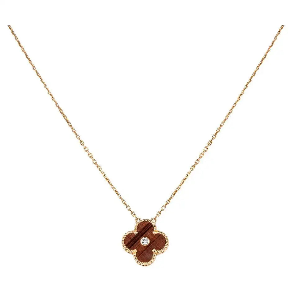 Van Cleef & Arpels CLOVER GOLD CARNELIAN CLOVER NECKLACE