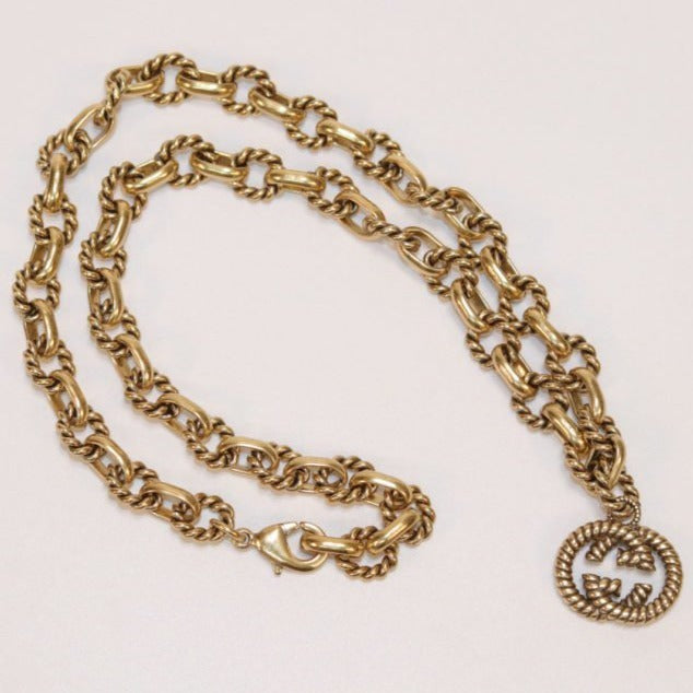 GUCCI FANCY LINK CHAIN GOLD NECKLACE ALPHABET