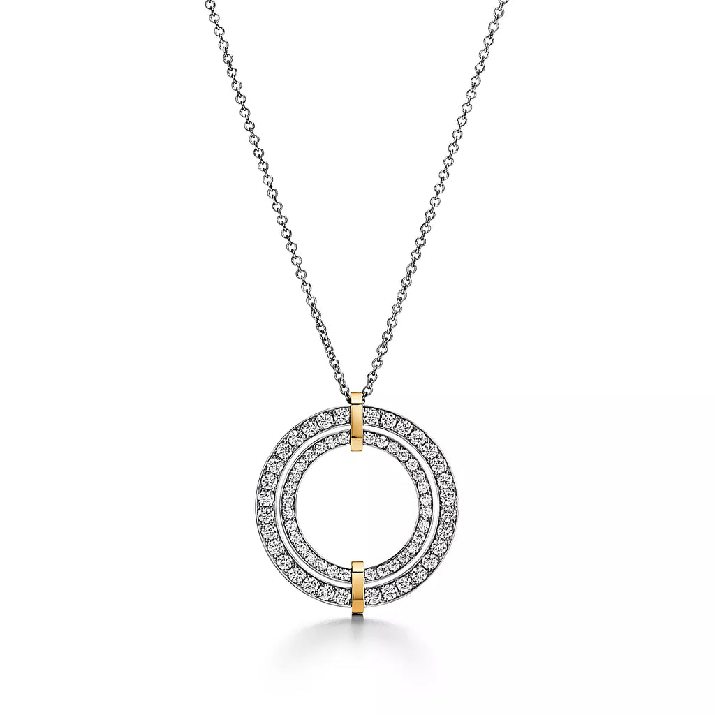 TIFFANY EDGE DIAMOND GOLD SILVER NECKLACE
