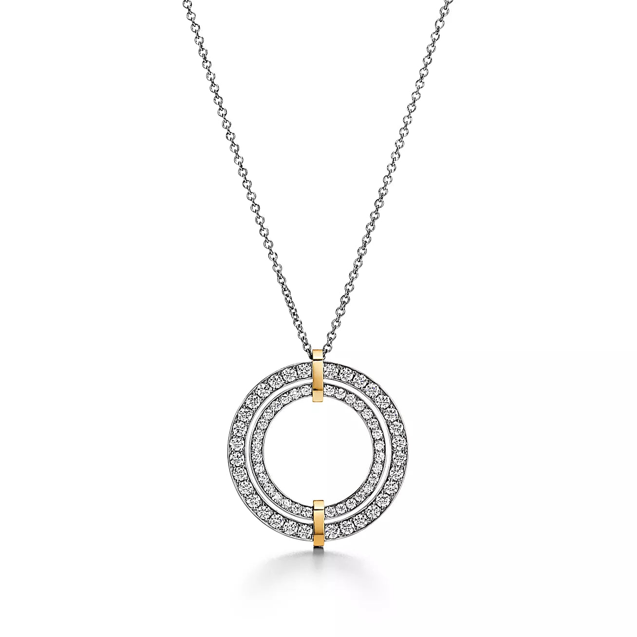TIFFANY EDGE DIAMOND GOLD SILVER NECKLACE