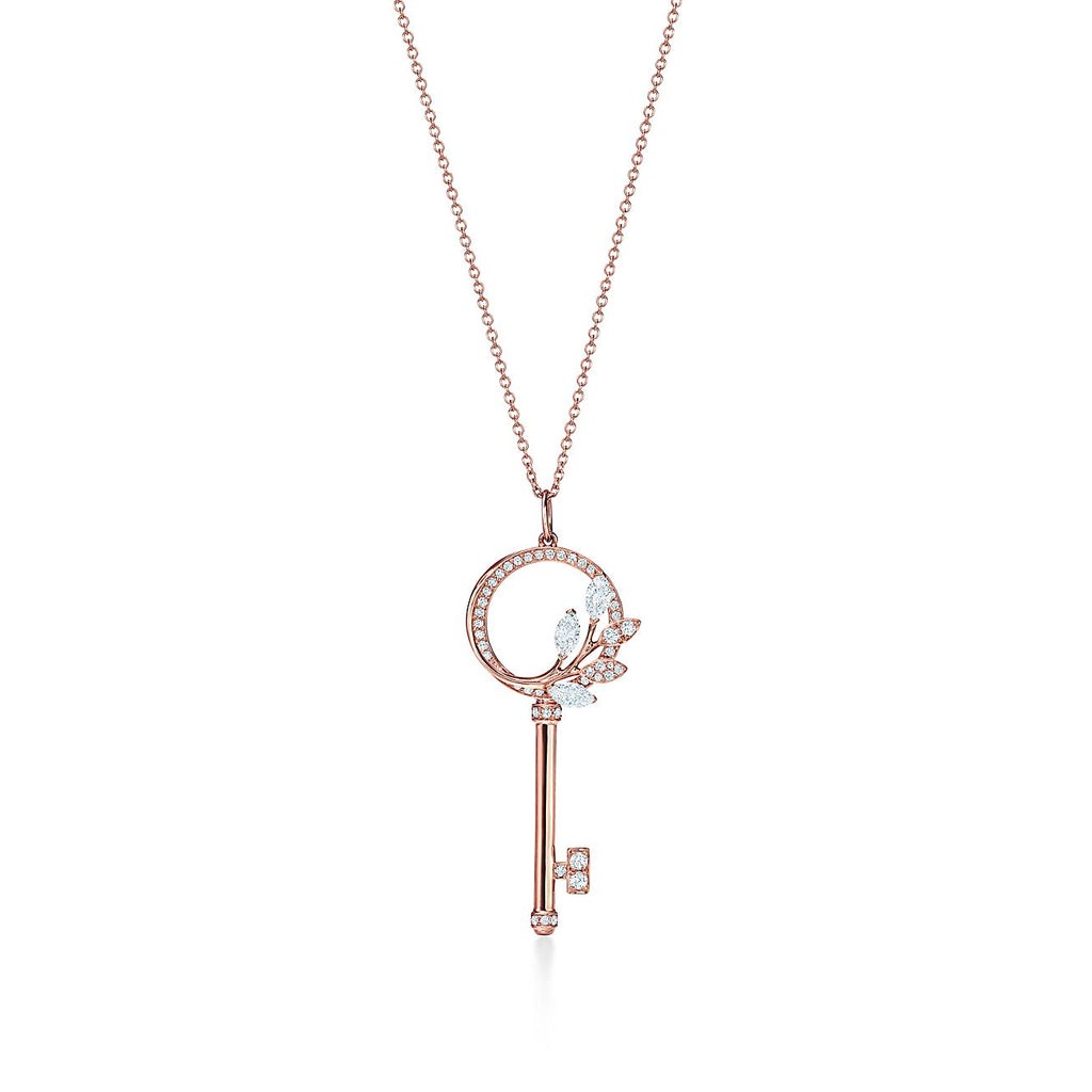 TIFFANY VICTORIA DIAMOND PINK GOLD VINE CIRCLE KEY NECKLACE