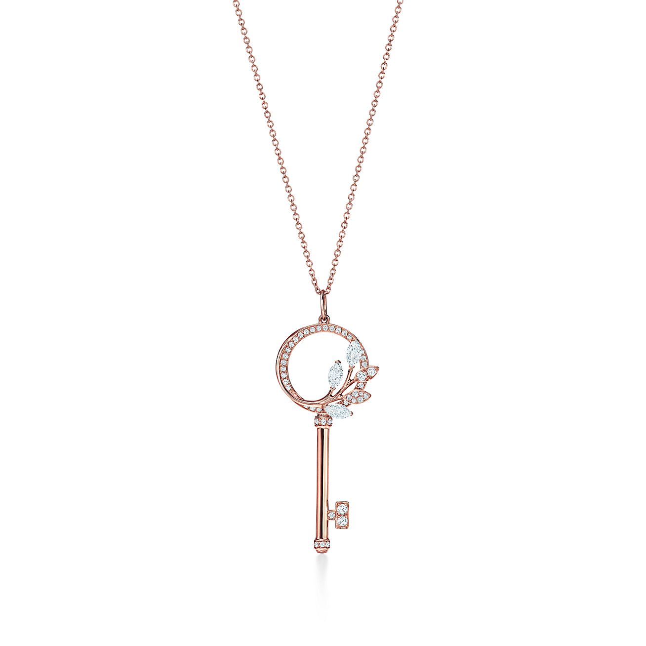 TIFFANY VICTORIA DIAMOND PINK GOLD VINE CIRCLE KEY NECKLACE
