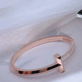 TIFFANY WIDE HINGED BANGLE PINK GOLD WITH BAGUETTE DIAMONDS