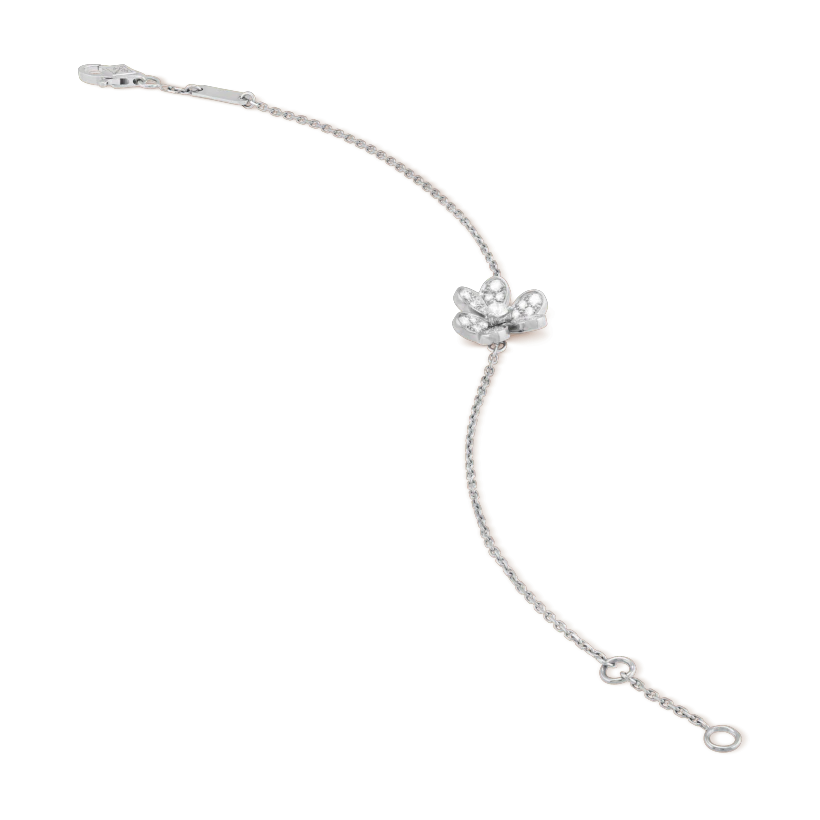 Van Cleef & Arpels FRIVOLE SILVER FLOWER DIAMOND BRACELET