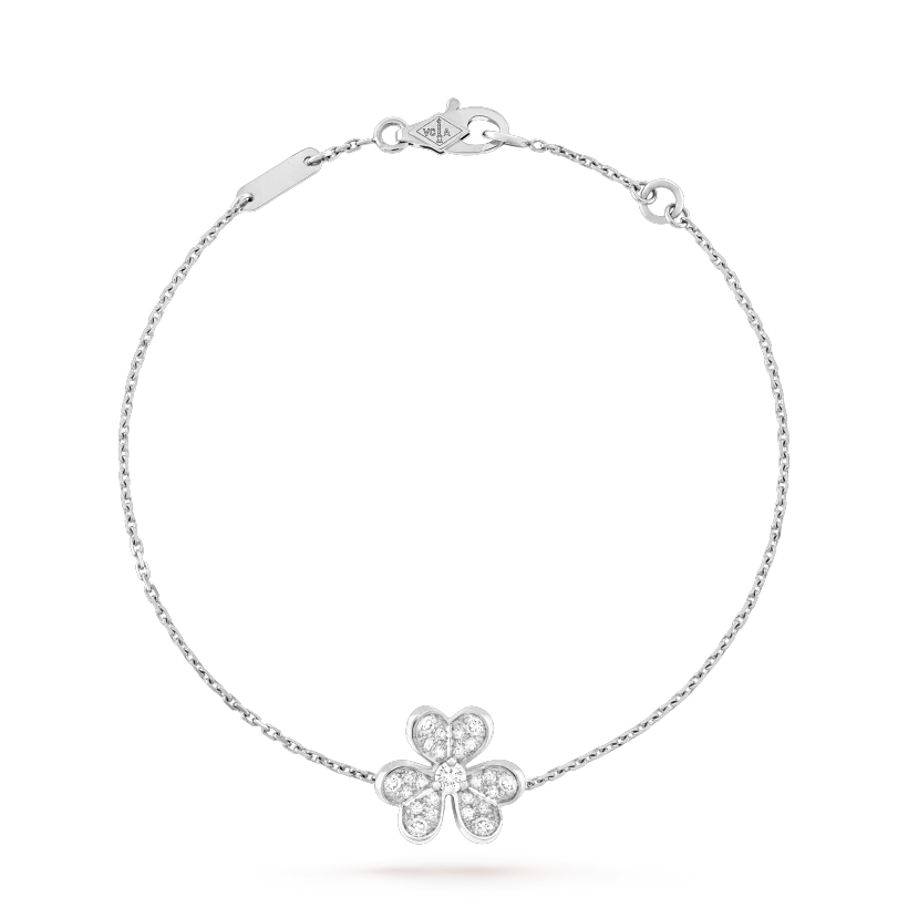 Van Cleef & Arpels FRIVOLE SILVER FLOWER DIAMOND BRACELET