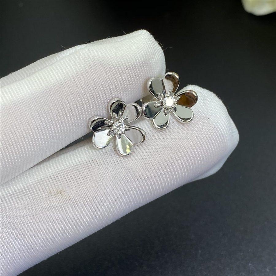Van Cleef & Arpels FRIVOLE MINI SILVER FLOWER EARRINGS