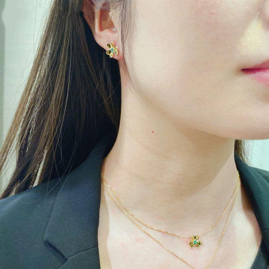 Van Cleef & Arpels FRIVOLE GOLD FLOWER MALACHITE EARRINGS
