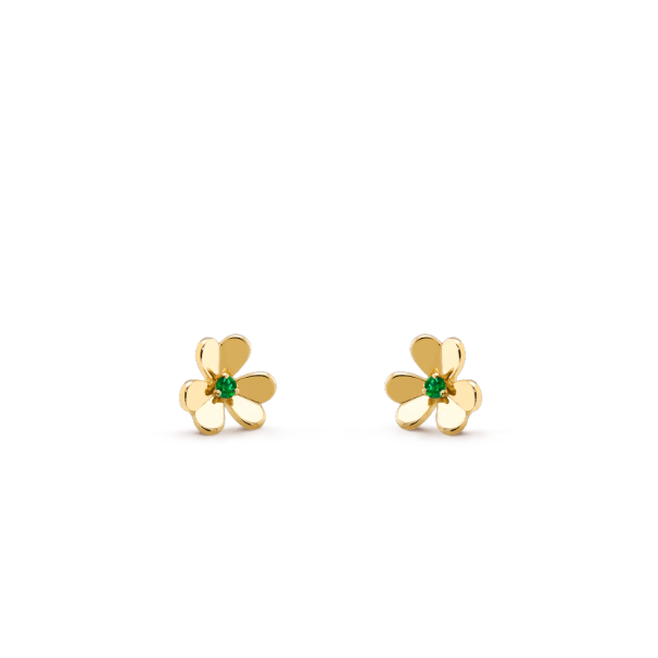 Van Cleef & Arpels FRIVOLE GOLD FLOWER MALACHITE EARRINGS
