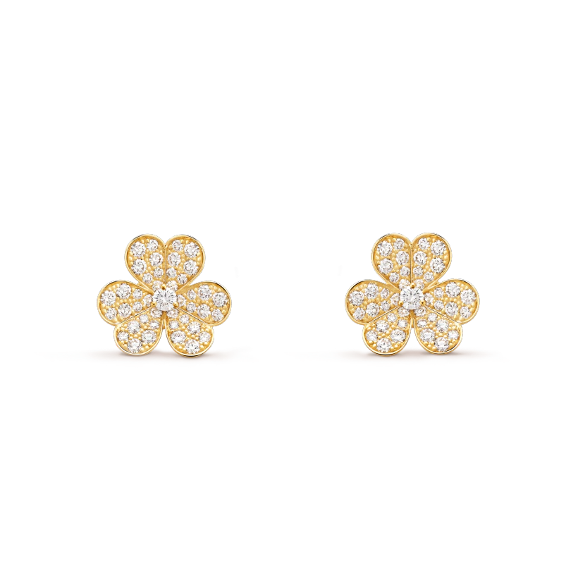 Van Cleef & Arpels FRIVOLE GOLD FLOWER DIAMOND EARRINGS