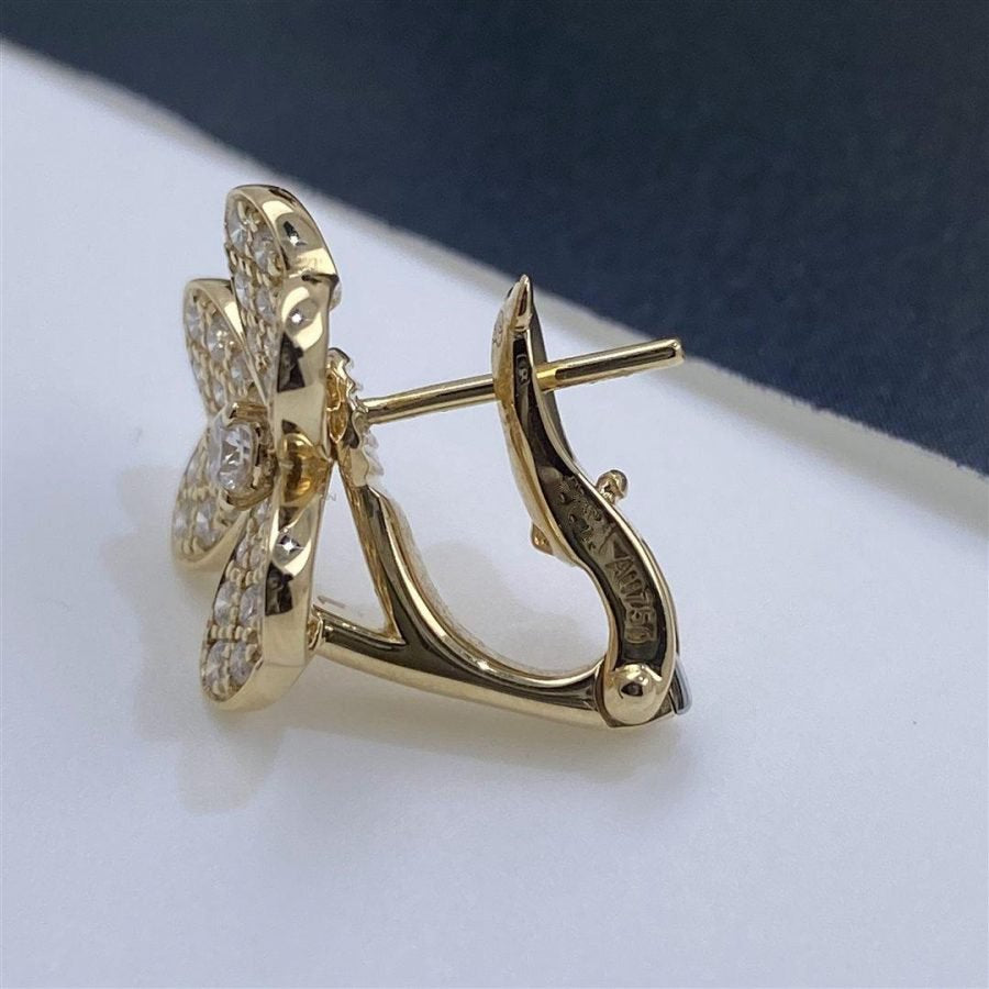 Van Cleef & Arpels FRIVOLE GOLD FLOWER DIAMOND EARRINGS