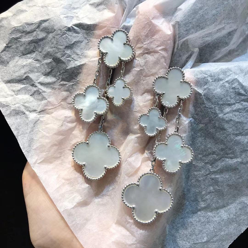 Van Cleef & Arpels CLOVER WHITE MOP 4 MOTIFS SILVER