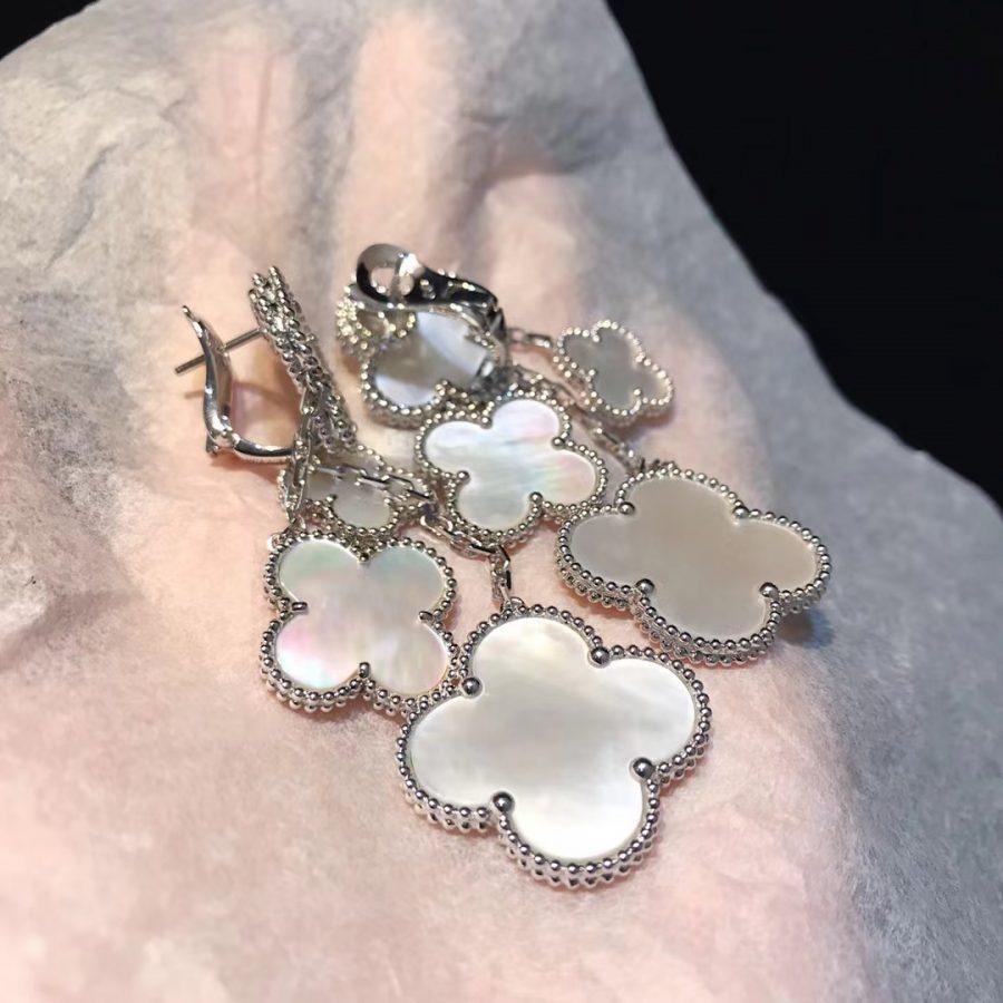Van Cleef & Arpels CLOVER WHITE MOP 4 MOTIFS SILVER