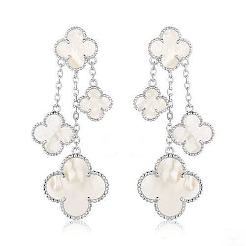 Van Cleef & Arpels CLOVER WHITE MOP 4 MOTIFS SILVER