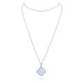 Van Cleef & Arpels CLOVER SILVER CHALCEDONY BIG CLOVER NECKLACE
