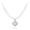 Van Cleef & Arpels CLOVER SILVER FULL DIAMOND BIG CLOVER NECKLACE