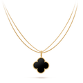 Van Cleef & Arpels CLOVER GOLD ONYX BIG CLOVER NECKLACE