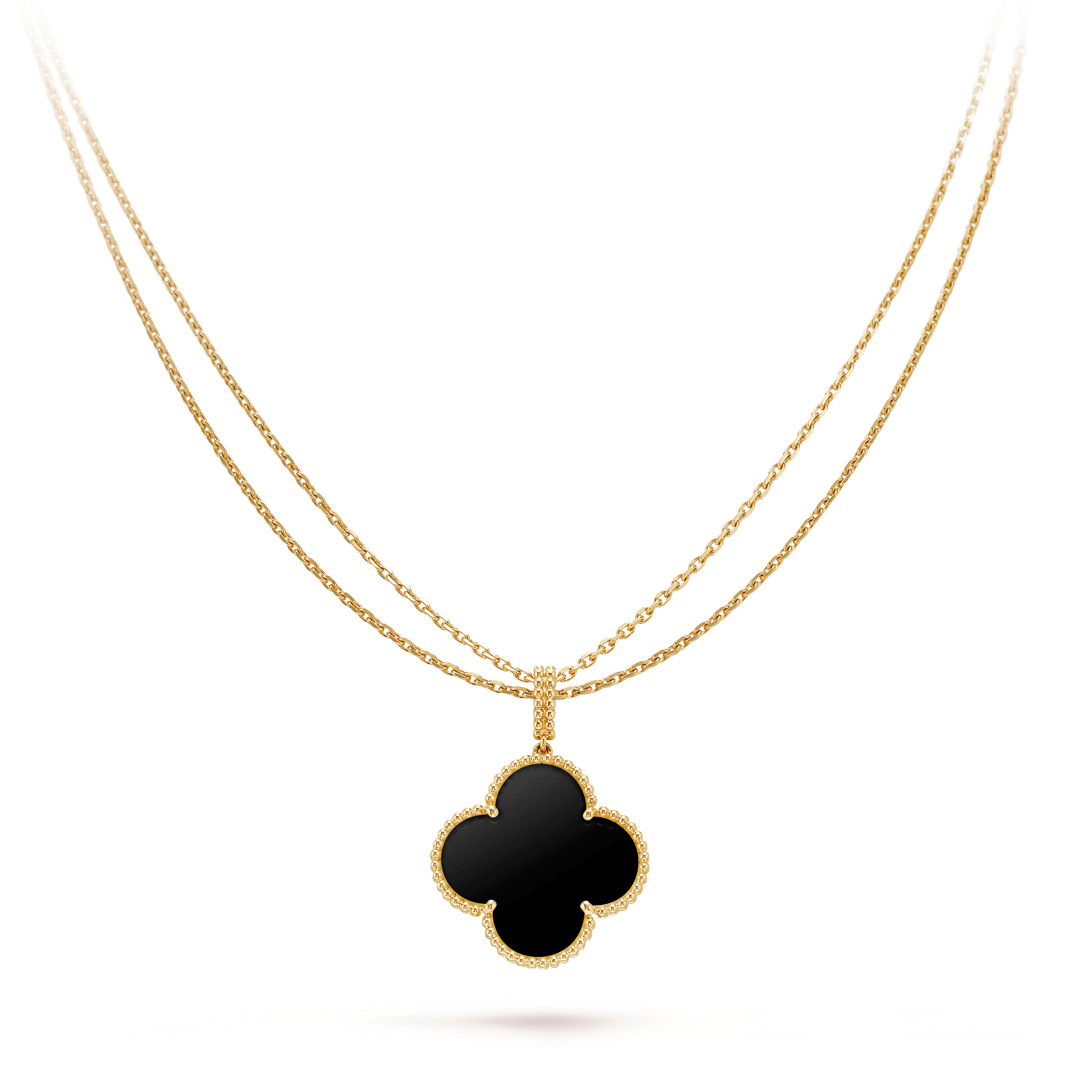 Van Cleef & Arpels CLOVER GOLD ONYX BIG CLOVER NECKLACE