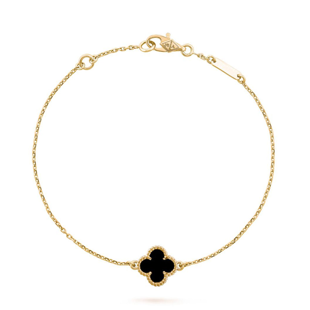 Van Cleef & Arpels CLOVER GOLD ONYX BRACELET