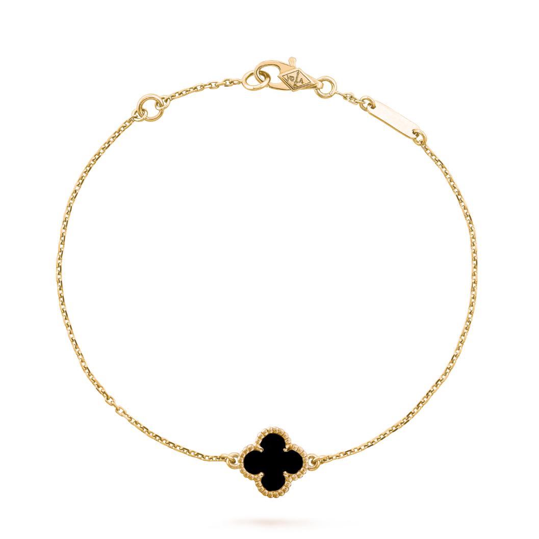 Van Cleef & Arpels CLOVER GOLD ONYX BRACELET