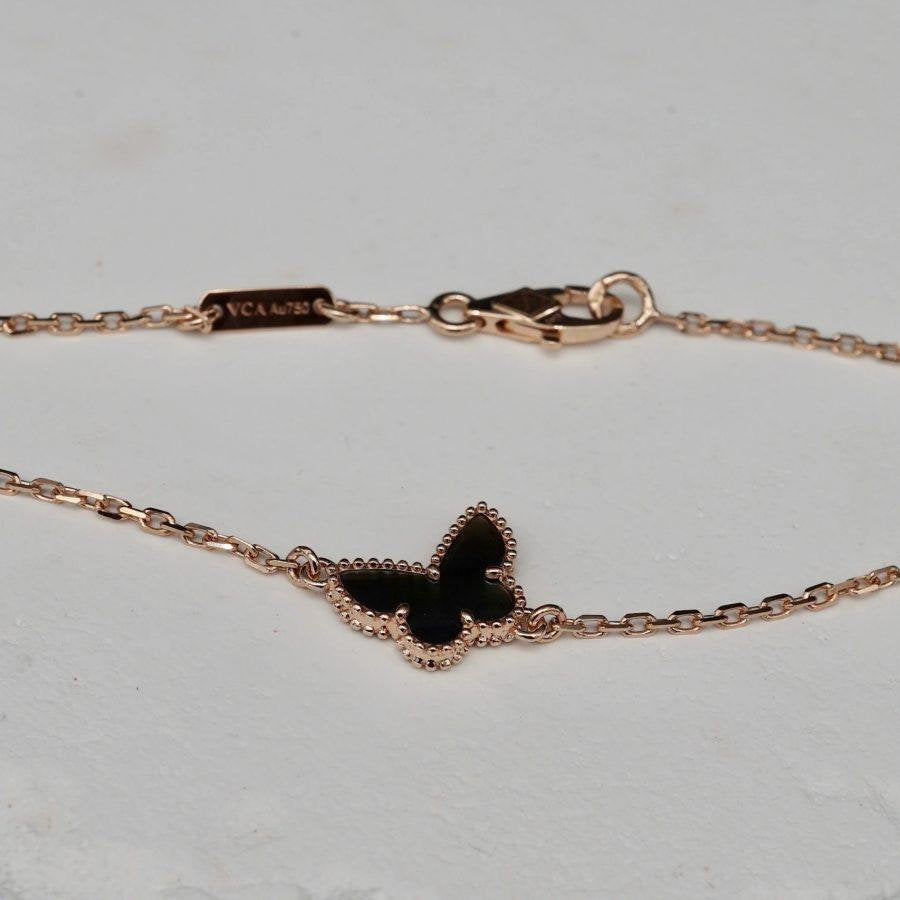 Van Cleef & Arpels BUTTERFLY ONYX PINK GOLD BRACELET
