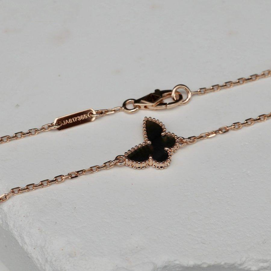 Van Cleef & Arpels BUTTERFLY ONYX PINK GOLD BRACELET