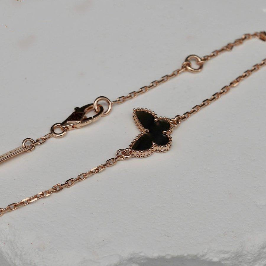 Van Cleef & Arpels BUTTERFLY ONYX PINK GOLD BRACELET