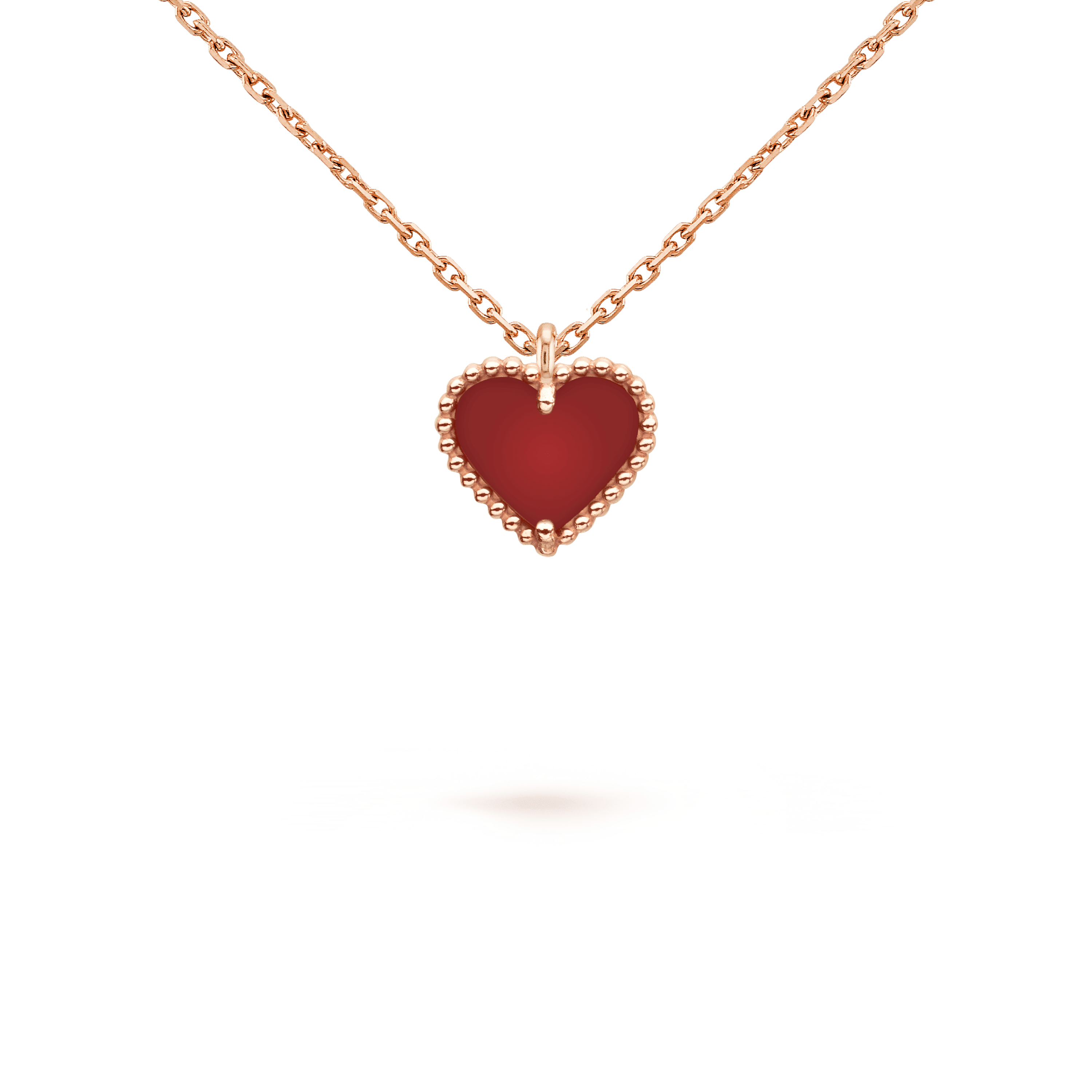 Van Cleef & Arpels SWEET CLOVER CARNELIAN HEART NECKLACE