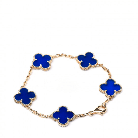 Van Cleef & Arpels CLOVER BRACELET 5 MOTIFS BLUE AGATE