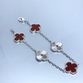 Van Cleef & Arpels CLOVER BRACELET 5 MOTIF CARNELIAN SILVER