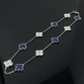 Van Cleef & Arpels CLOVER 10 MOTIF SILVER PIETERSITE MOP DIAMOND NECKLACE