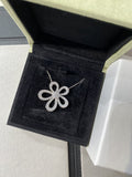 Van Cleef & Arpels LACE FLOWER SILVER PENDANT DIAMOND NECKLACE