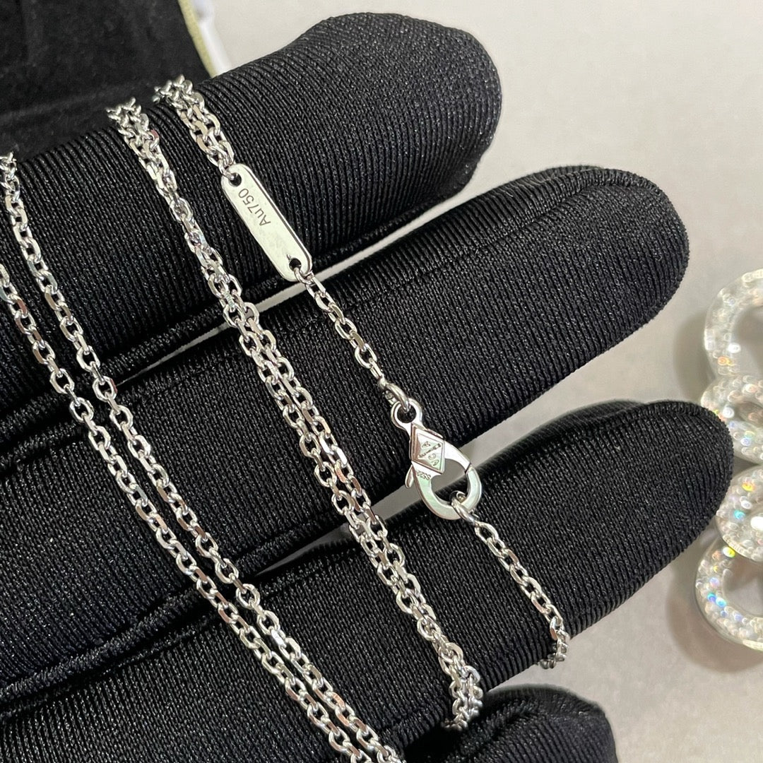 Van Cleef & Arpels DOUBLE LACE FLOWER SILVER PENDANT DIAMOND NECKLACE