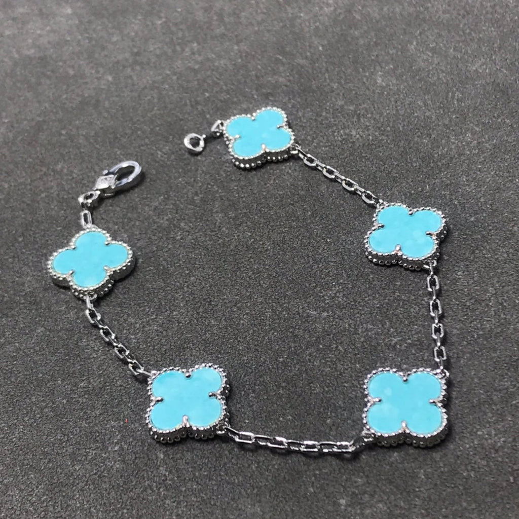 Van Cleef & Arpels CLOVER BRACELET 5 MOTIF BLUE SKY SILVER
