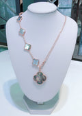 Van Cleef & Arpels COMBINED BRACELET 5 MOTIFS AND NECKLACE DARK MOP PINK GOLD