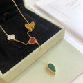 Van Cleef & Arpels LUCKY SPRING 4 MOTIFS PINK GOLD NECKLACE