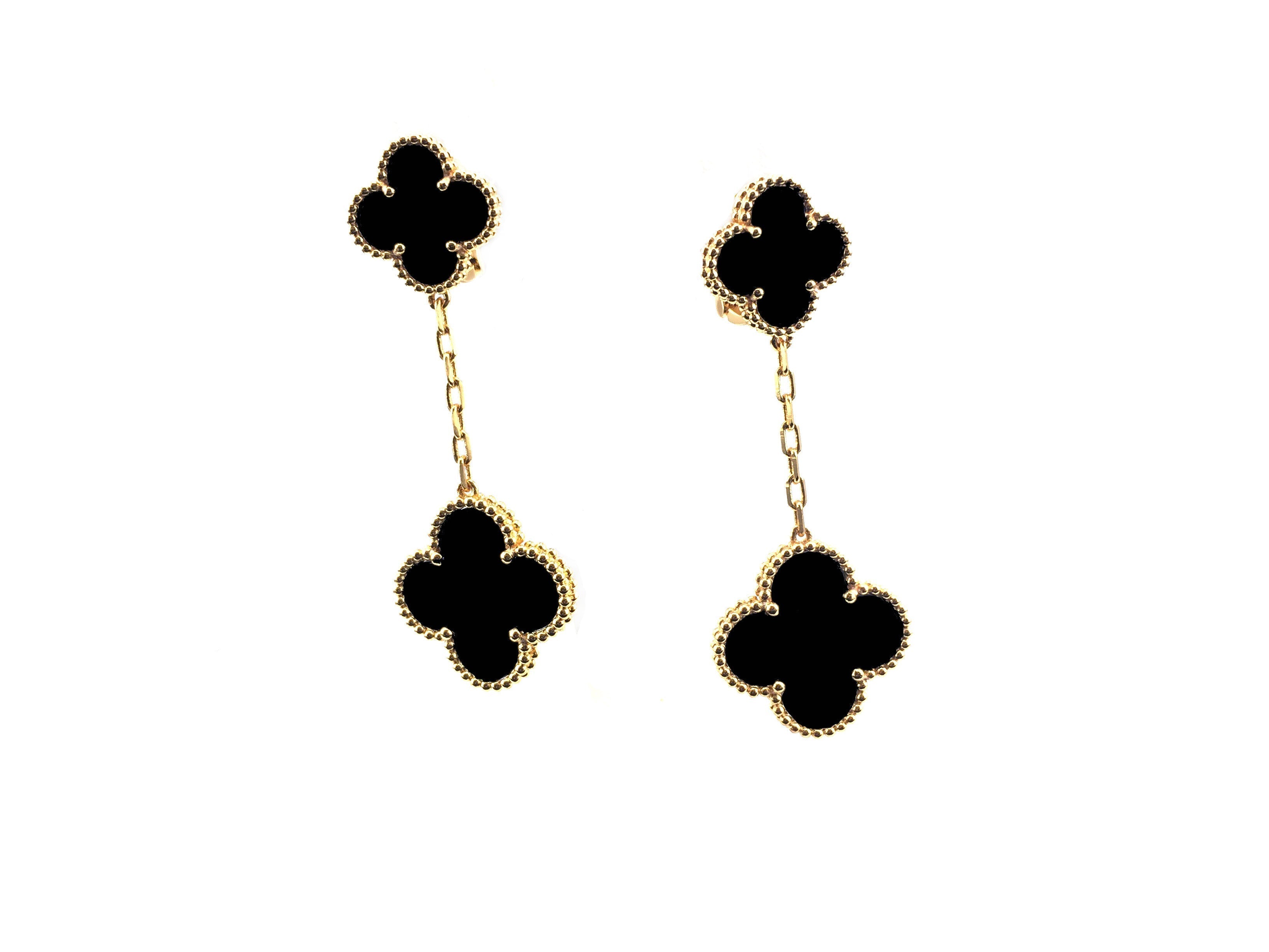 Van Cleef & Arpels CLOVER 2 MOTIFS GOLD EARRINGS
